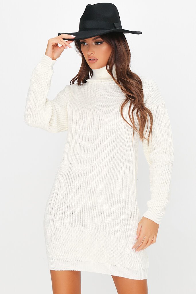 white roll neck jumper dress