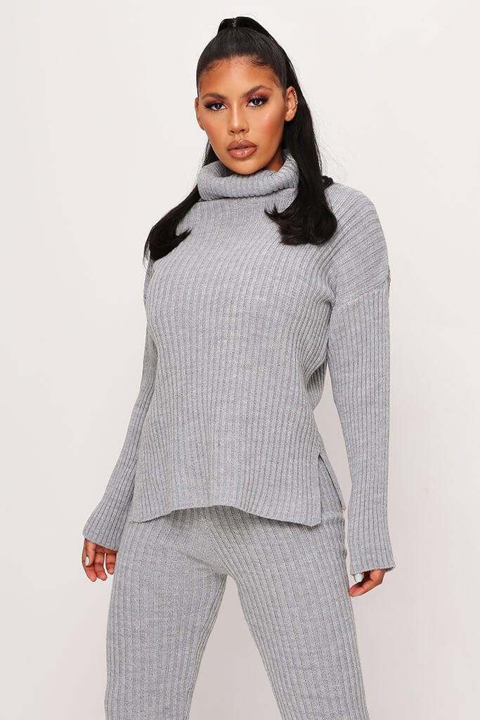 Grey Rib Knitted Coord Set | Knitted set | I SAW IT FIRST