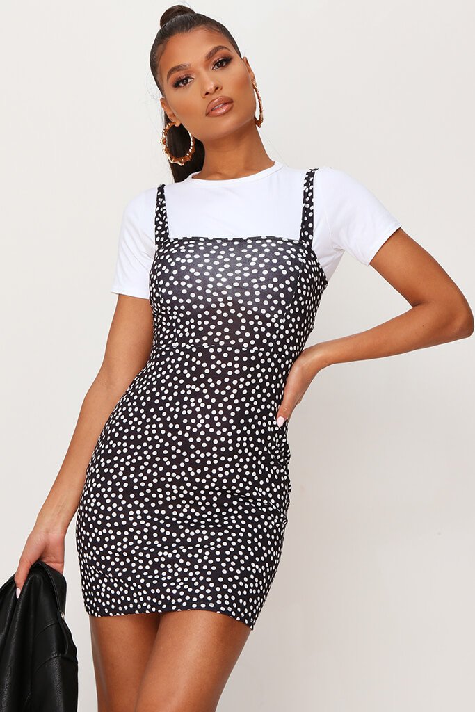 black jersey pinafore dress