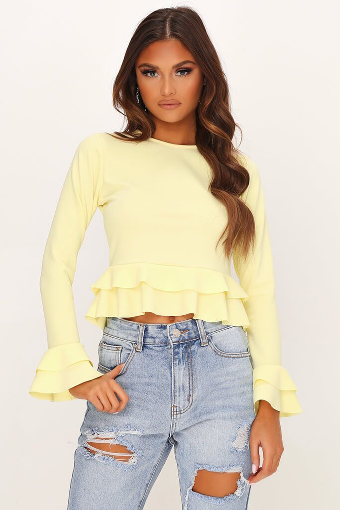 Lemon Double Frill Scuba Crepe Long 