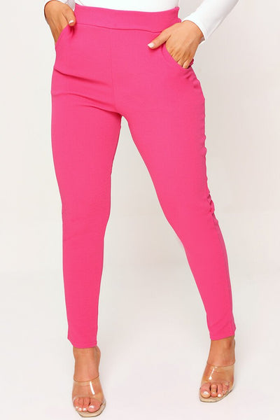 Hot Pink High Waist Skinny Trousers | Skinny | I SAW IT FIRST