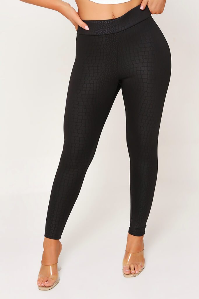 Download Black Coated Croc Legging | Leggings | I SAW IT FIRST