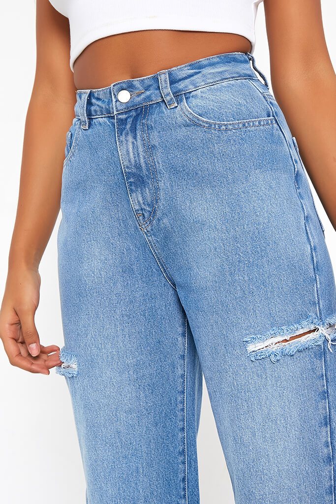 Mid Wash Thigh Rip 90 S Baggy Jean Jeans I Saw It First