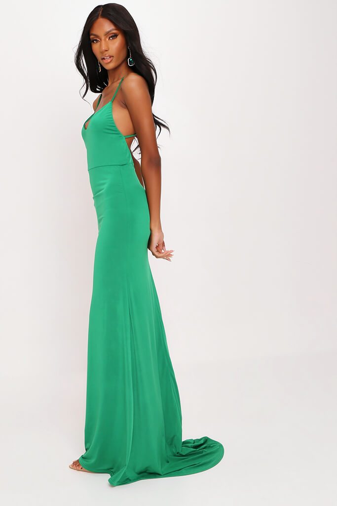 Green Cross Back Fishtail Maxi Dress | Dresses | Maxi dress | I SAW IT ...