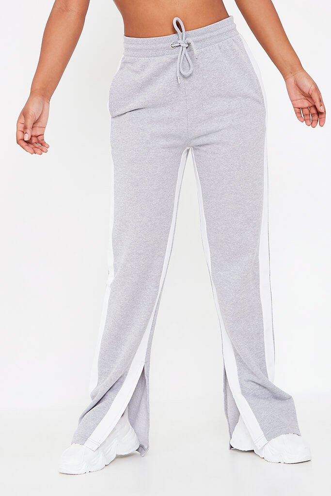 wide leg joggers with side stripe