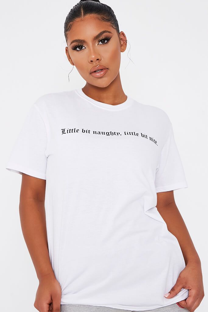 White Naughty Nice Oversized Tshirt | T-shirt | I SAW IT FIRST