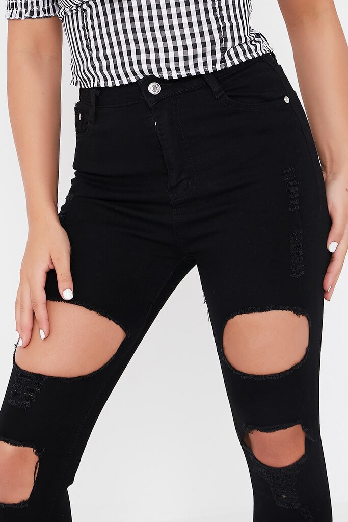 black extreme ripped skinny jeans