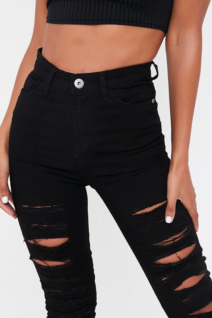 black slashed jeans