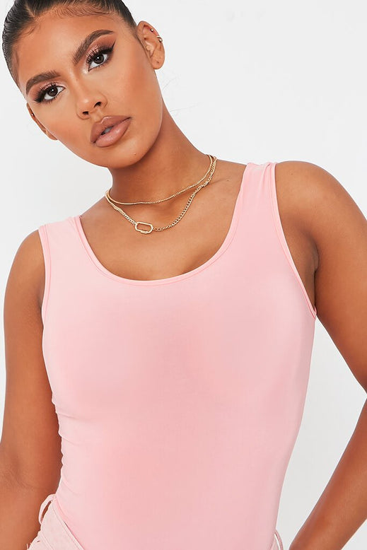 Blush Pink Bodysuit With Scoop Neck And Back Tops Bodysuit I Saw