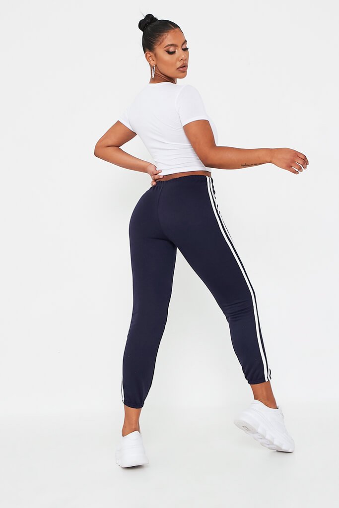 navy side stripe joggers