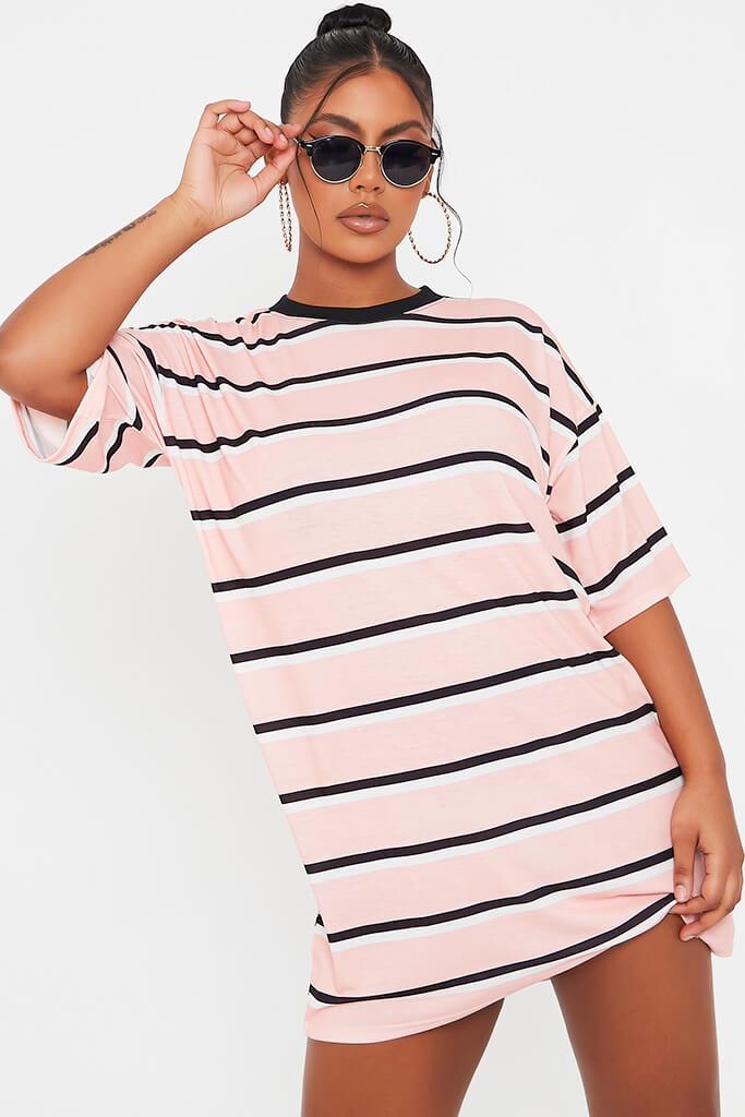 pink stripe t shirt dress