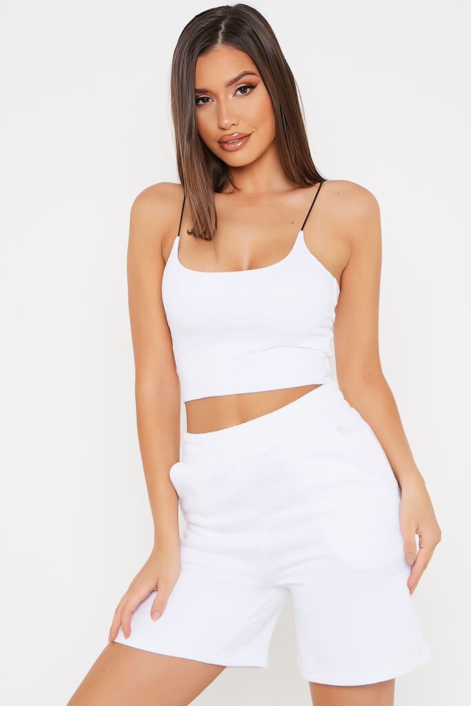 White Cotton Double Layer Strappy Crop Top | Crop top | I SAW IT FIRST