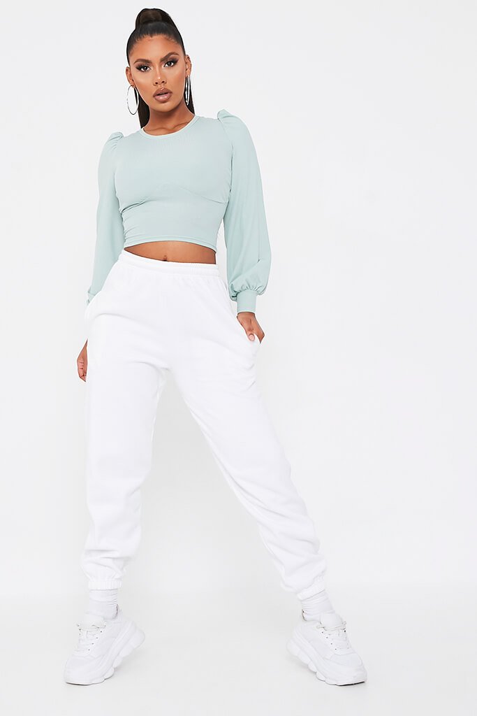 Sage Corset Puff Sleeve Top | Crop top | I SAW IT FIRST