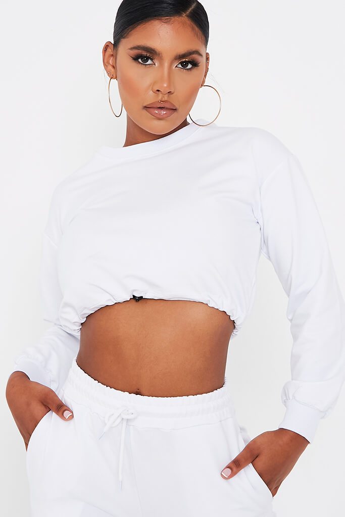 White Cropped Sweat And Jogger Set | Sets | I SAW IT FIRST
