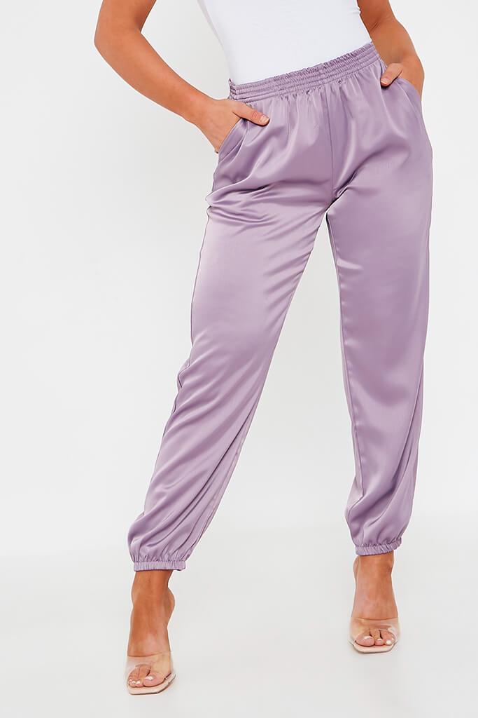 lilac satin joggers