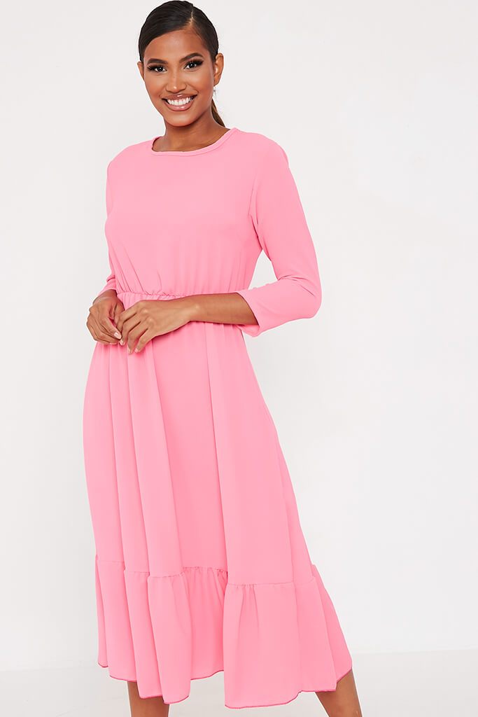 hot pink dress midi