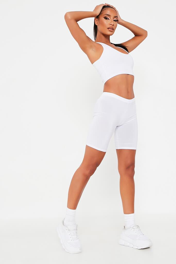 white slinky cycling shorts