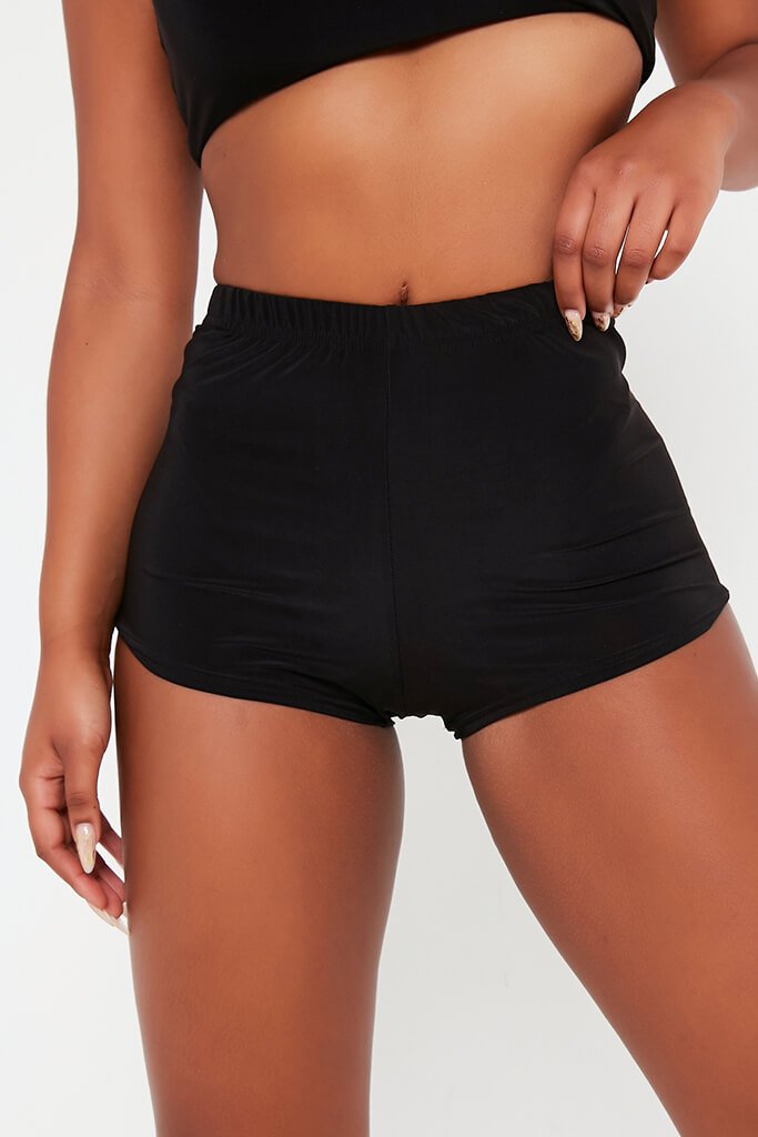 black mini cycling shorts