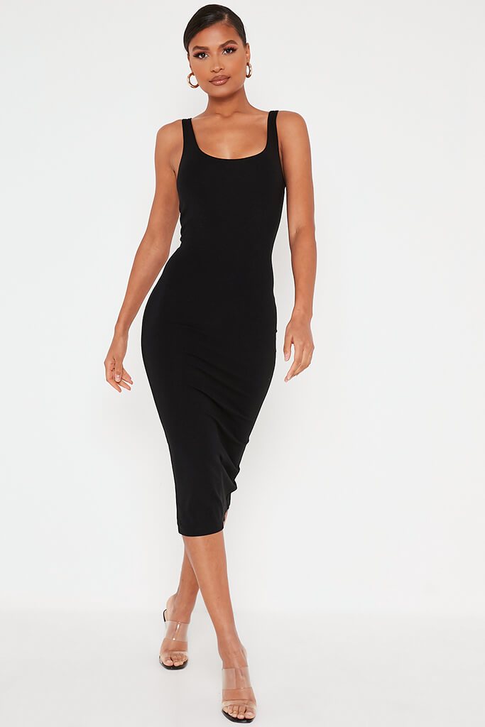 black fitted bodycon dress