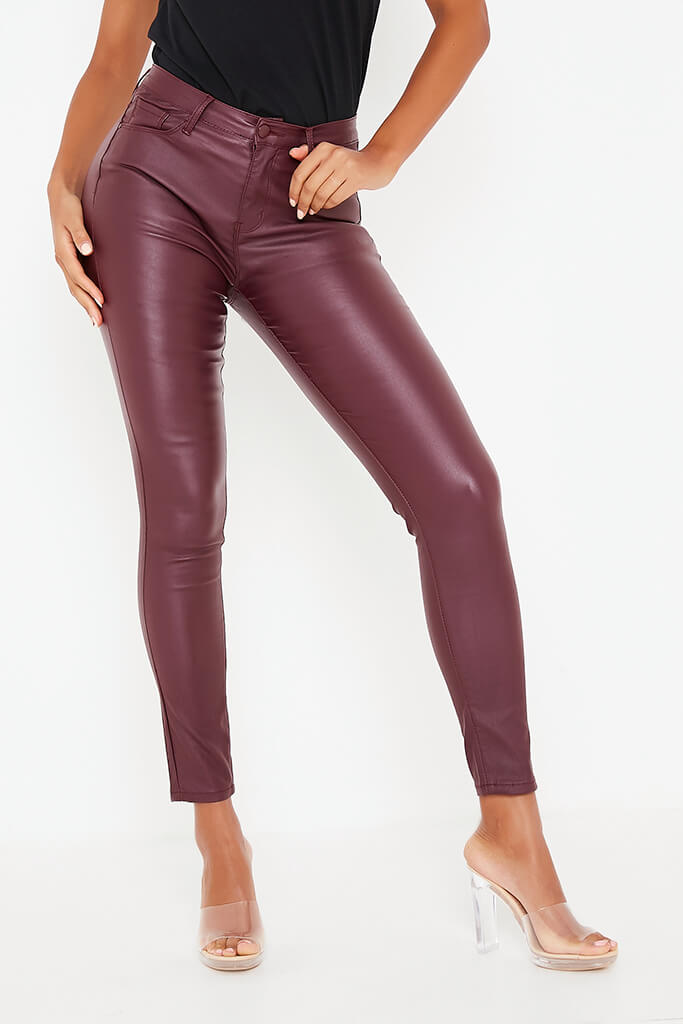 burgundy skinny jeans