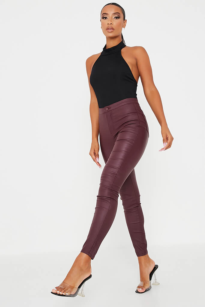 burgundy skinny jeans