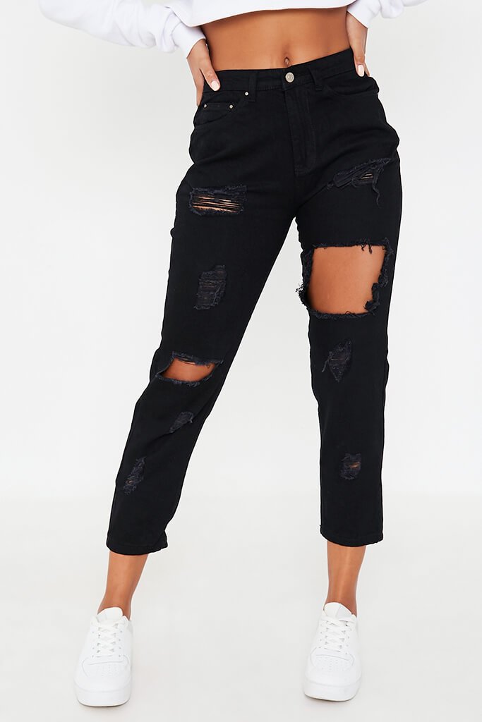 mom jeans black ripped