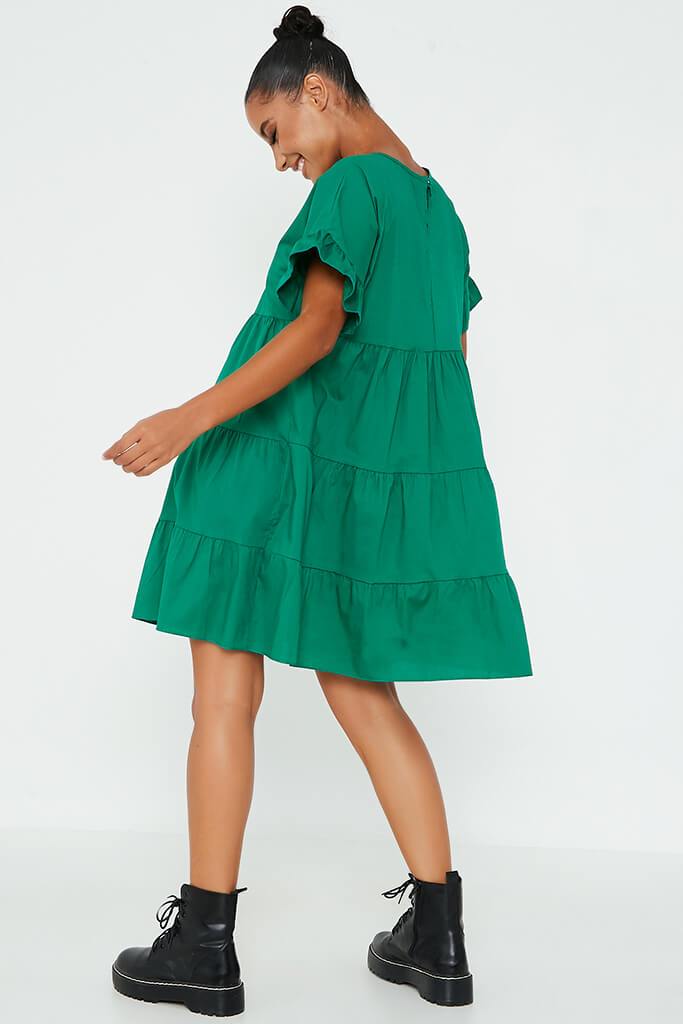 Emerald Green Woven Tiered Frill Sleeve Smock Dress | Dresses | I SAW ...