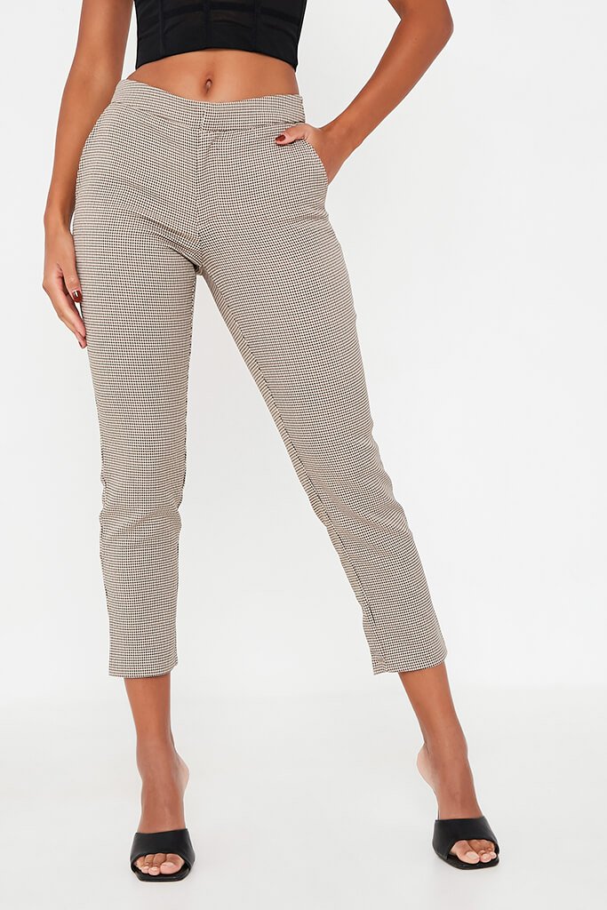 Beige Checked Cigarette Trousers | Cigarette | I SAW IT FIRST