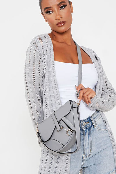 Grey D Ring Detail Saddle Bag | Accessories | Bags & purses | I SAW IT ...