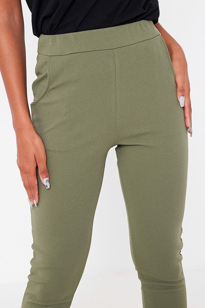 khaki skinny trousers