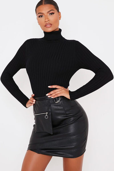 Black Utility Buckle Faux Leather Mini Skirt | Mini skirt | I SAW IT FIRST