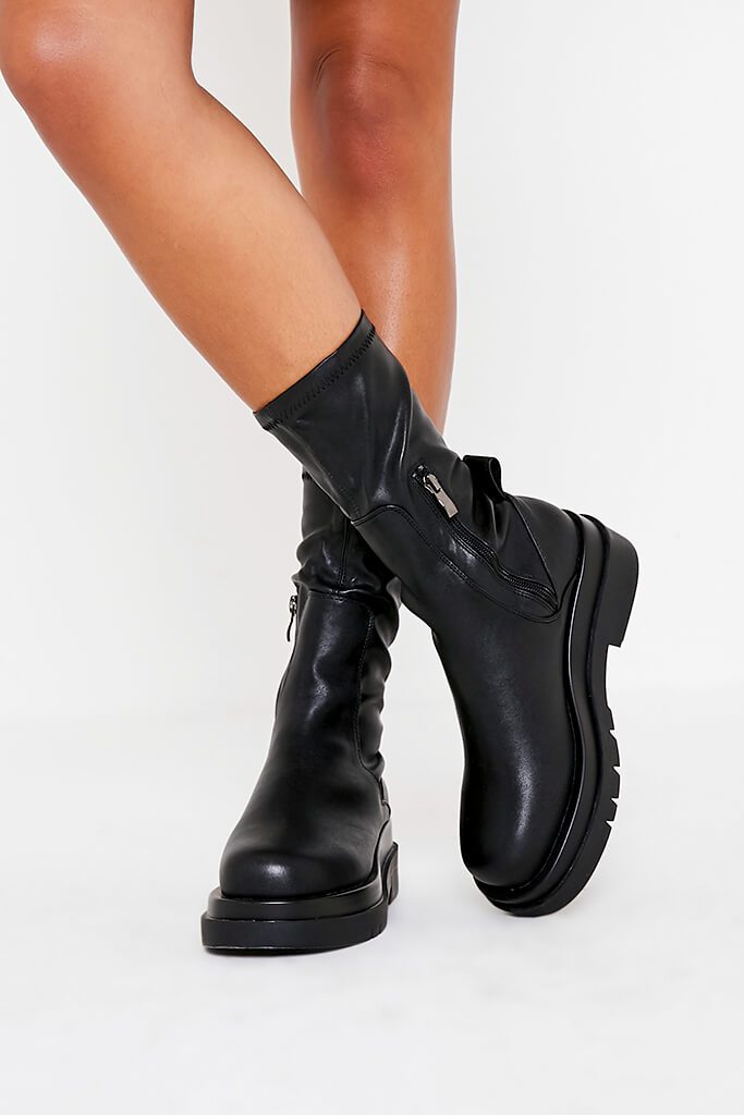 faux leather biker boots