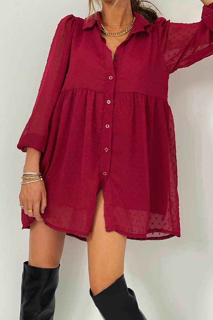 button front smock dress