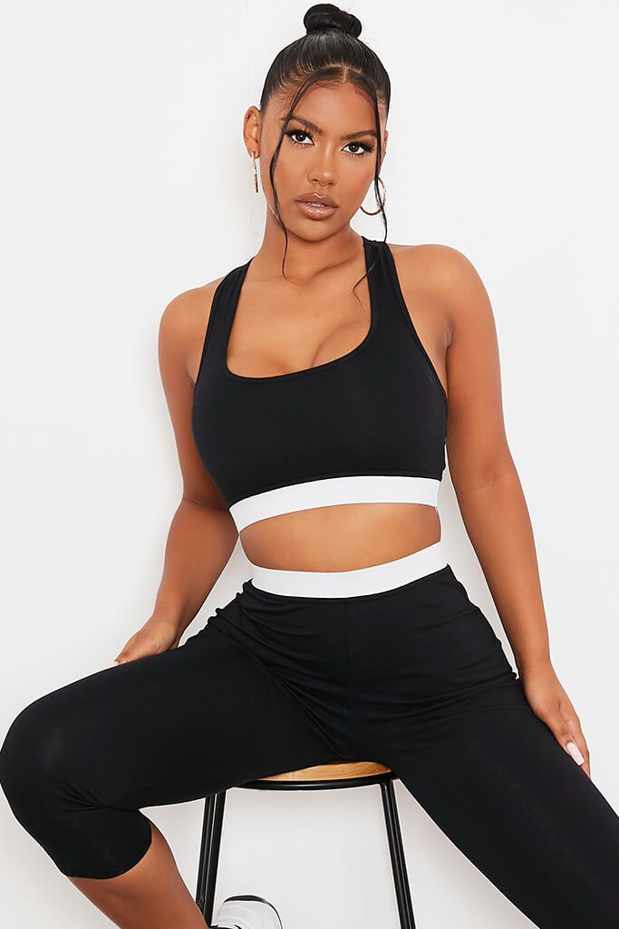 Black Contrast Racer Bralet