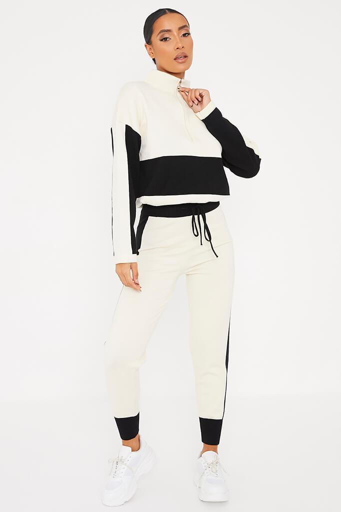 Black & White Side Stripe Knitted Joggers