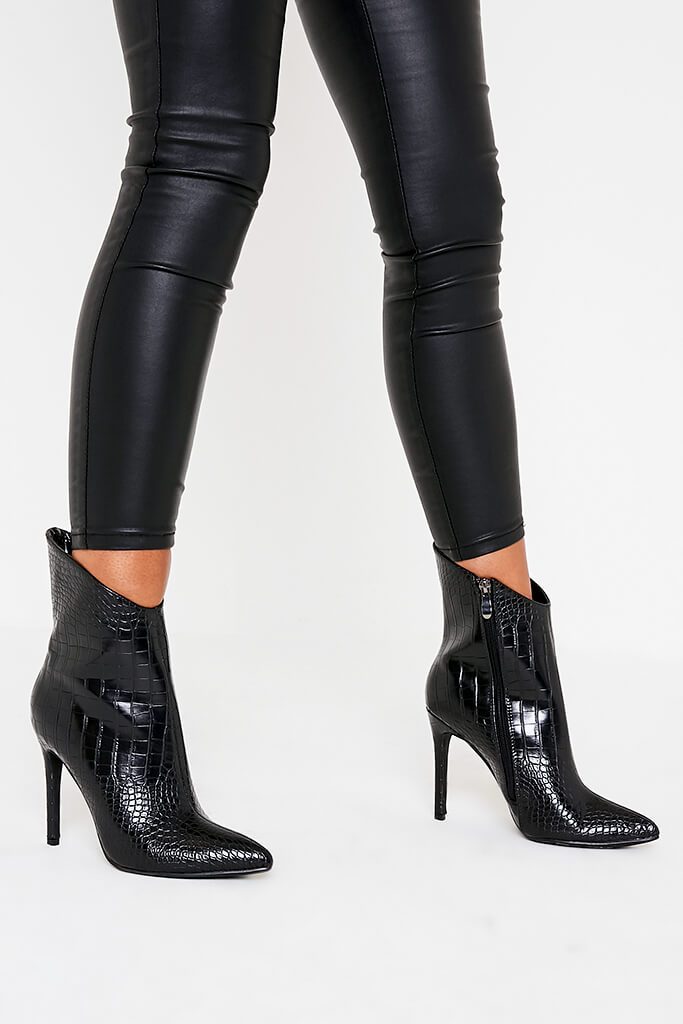 croc heeled boots