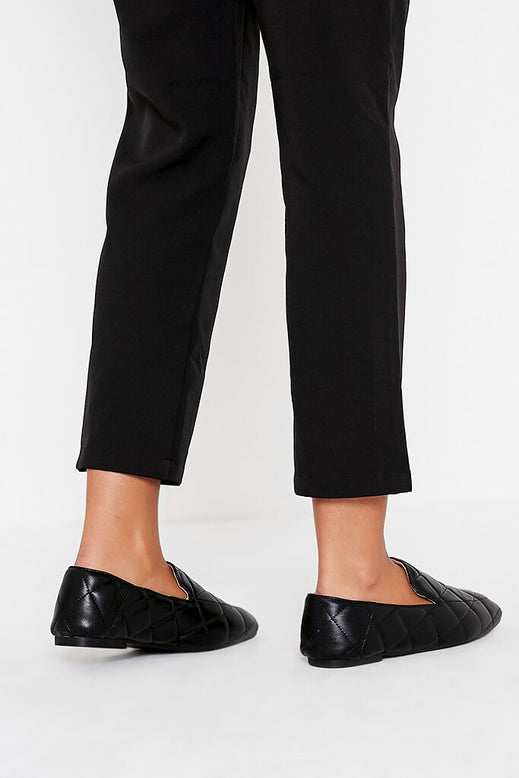 Black Faux Leather Quilted Loafers | Flats | I SAW IT FIRST