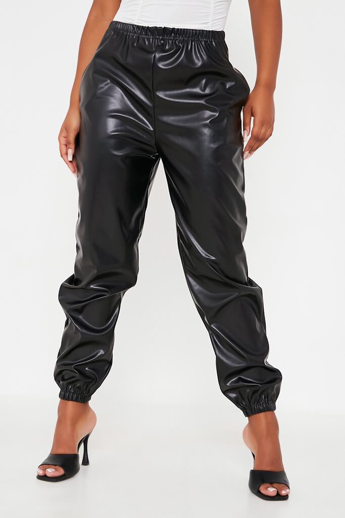 Black Faux Leather Jogger | Joggers | I SAW IT FIRST
