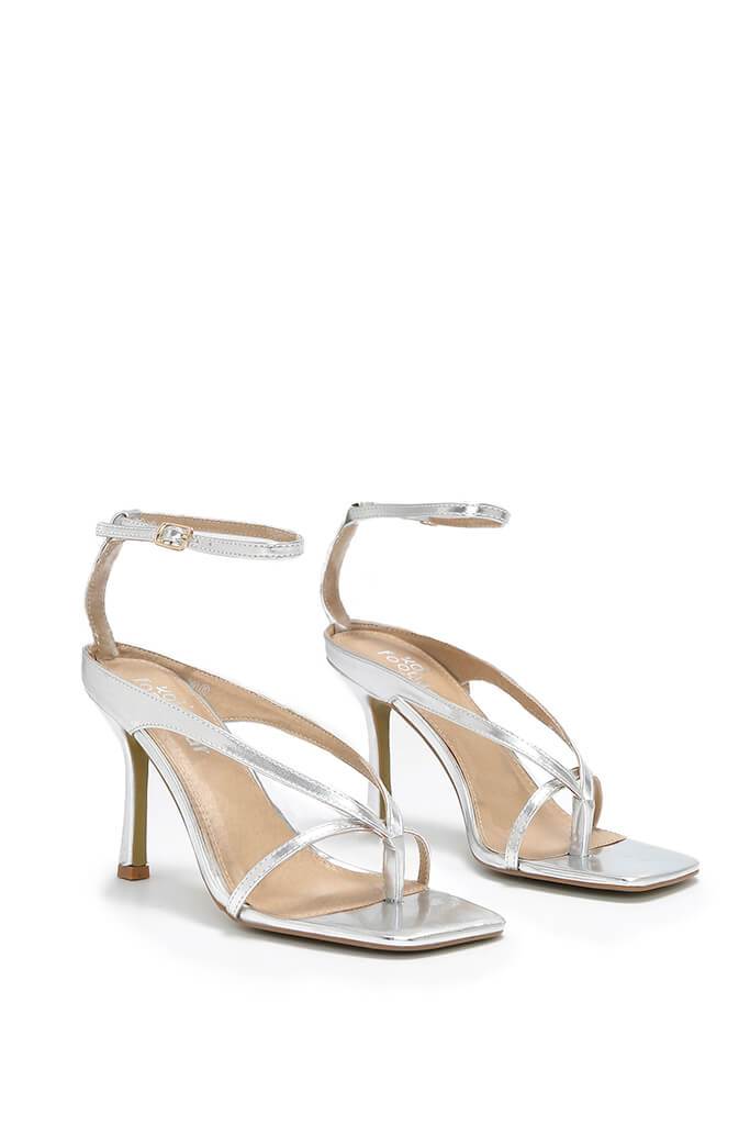 Silver Square Toe Strappy Heels | High heels | I SAW IT FIRST