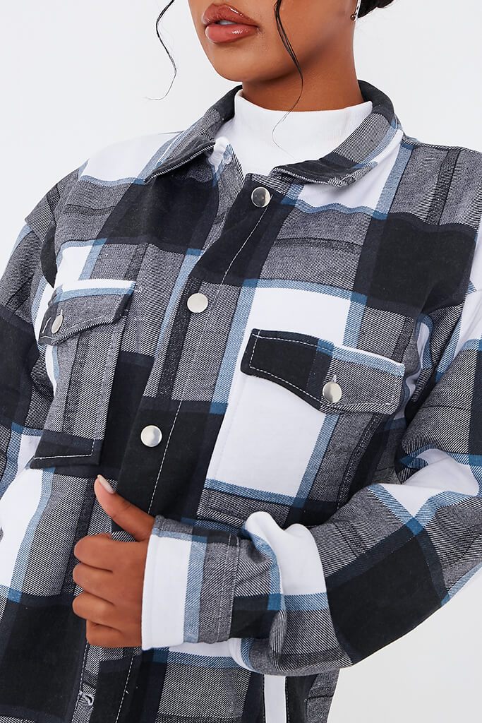 Black Checked Shacket With Front Pockets | Coats & jackets | Shacket ...