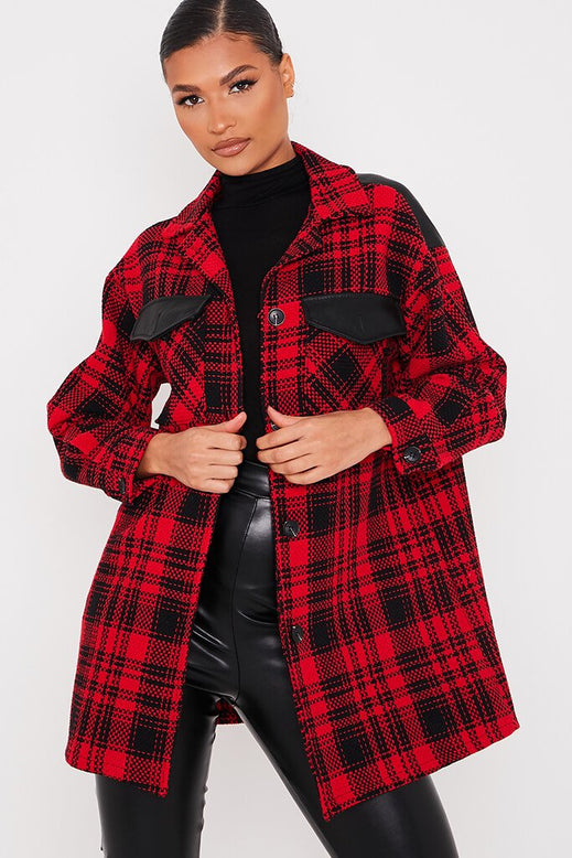 Red & Black Check Print Shacket | Coats & jackets | Shacket | I SAW IT ...