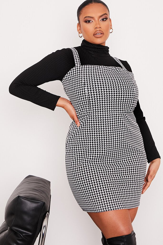 Houndstooth Plus Dogstooth Pinafore Dress