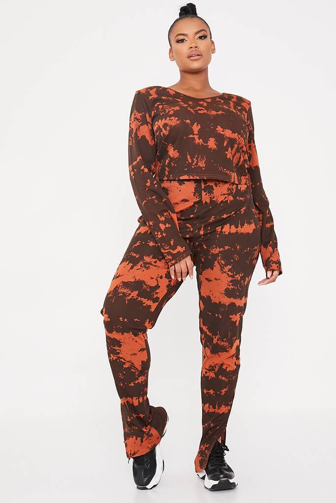 Rust Plus Tie Dye Ribbed Split Hem Leggings