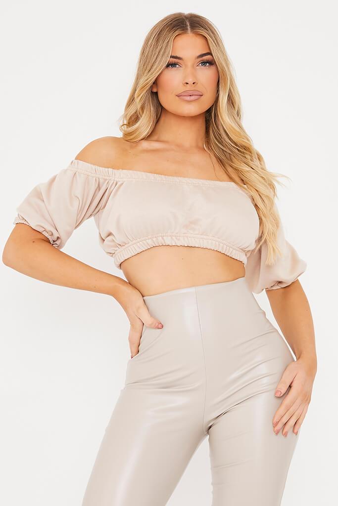 Stone Ruched Detail Short Sleeve Crop Top