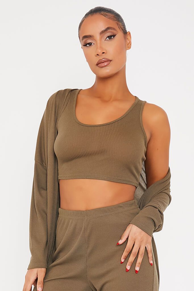 Olive Green Soft Rib Crop Top