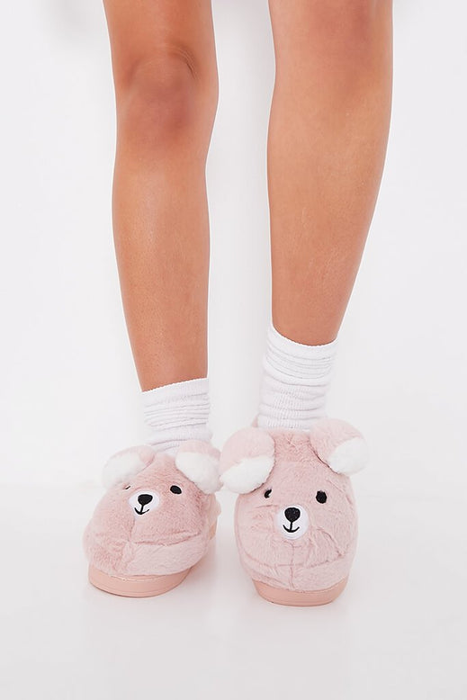 Pink Teddy Bear Fluffy Slippers | Footwear | Slippers | I SAW IT FIRST