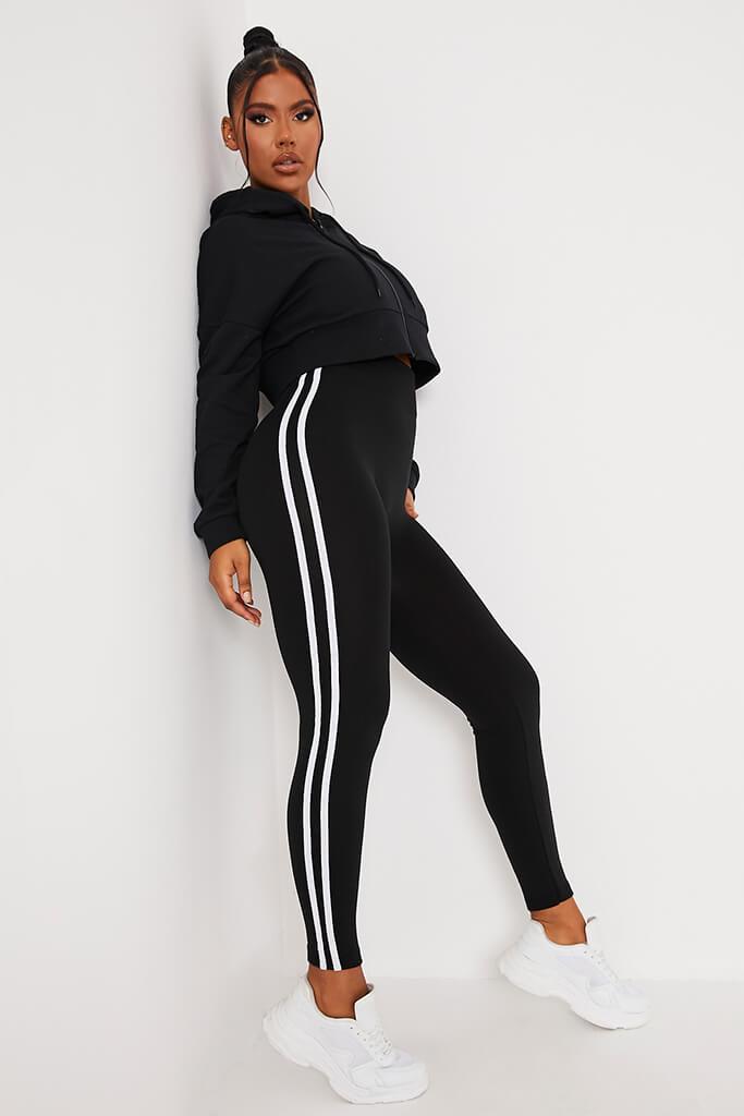 Black Soft Touch Double Side Stripe Legging