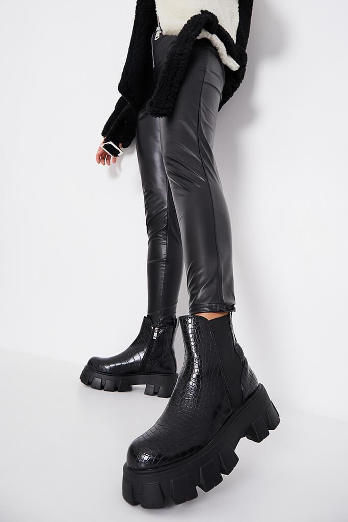 Black Extreme Chunky Sole Chelsea Boot Croc