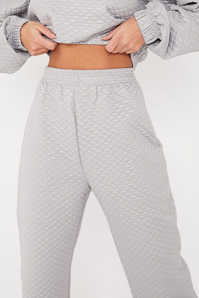 Grey Wet-Look Quilted Elasticated Waist Jogger | Trousers | Joggers | I ...