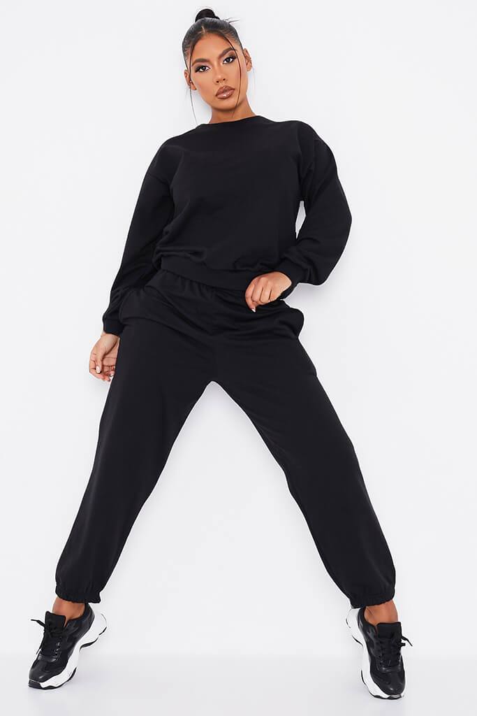 Black Basic Sweatshirt And Jogger Set | Sets | I SAW IT FIRST